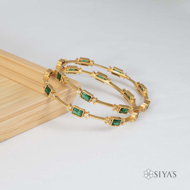Green stone bangles