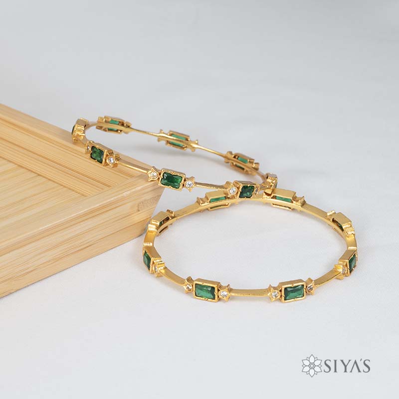Green stone bangles