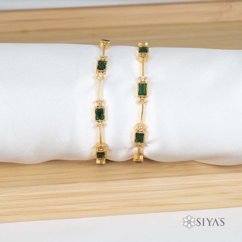 Green stone bangles