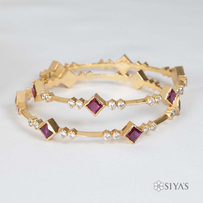 Red and White Stone Bangle
