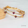 Red and White Stone Bangle