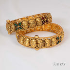 Intricate gold bangles with stones(pair)