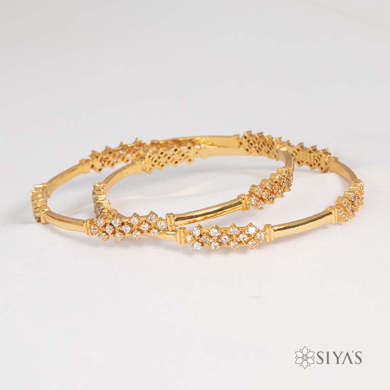 Elegant white stone bangles