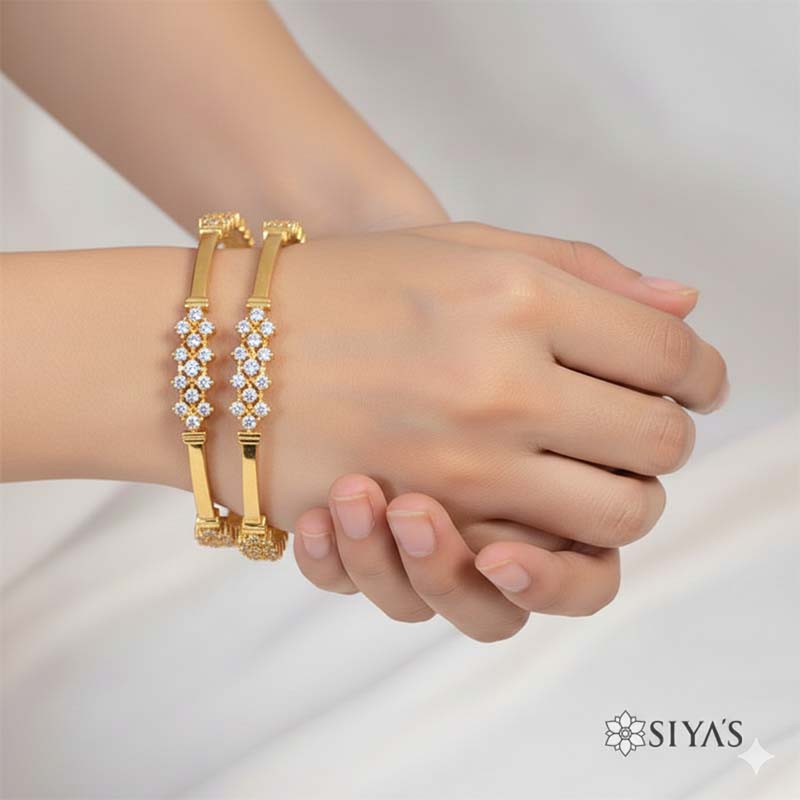 Elegant white stone bangles