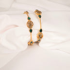 Antique Lakshmi green stone bangle