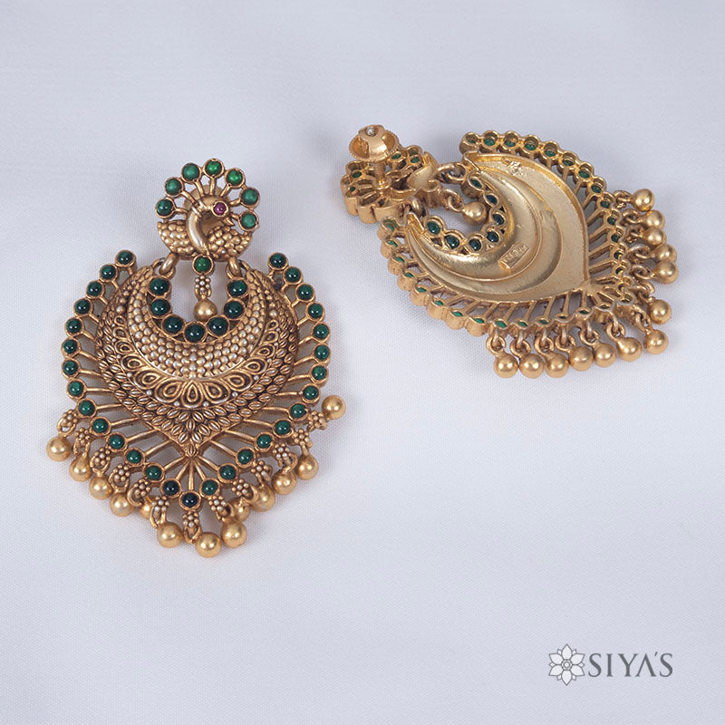 Antique peacock green earrings