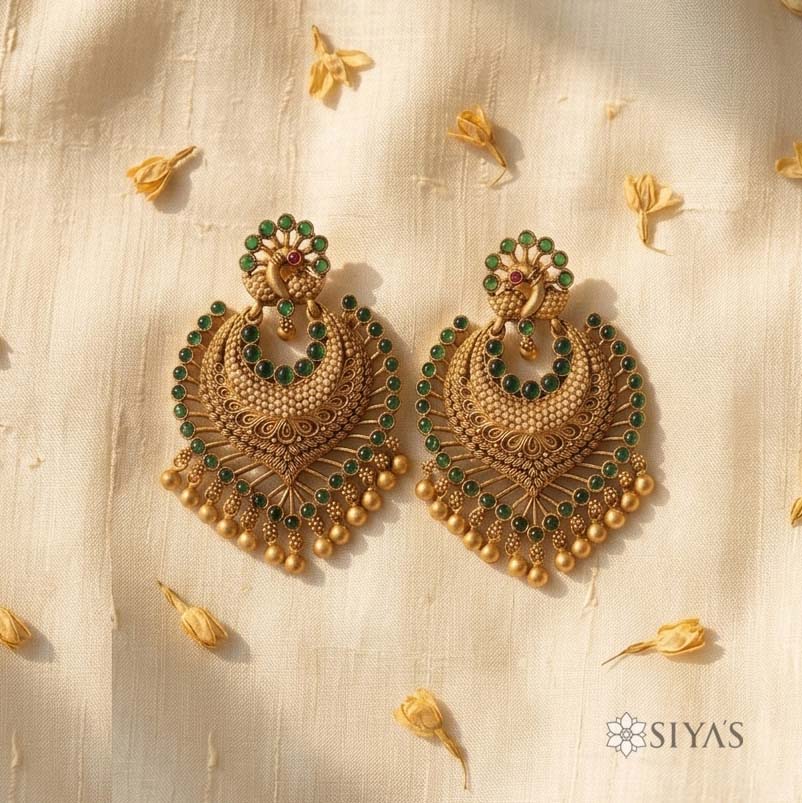 Antique peacock green earrings