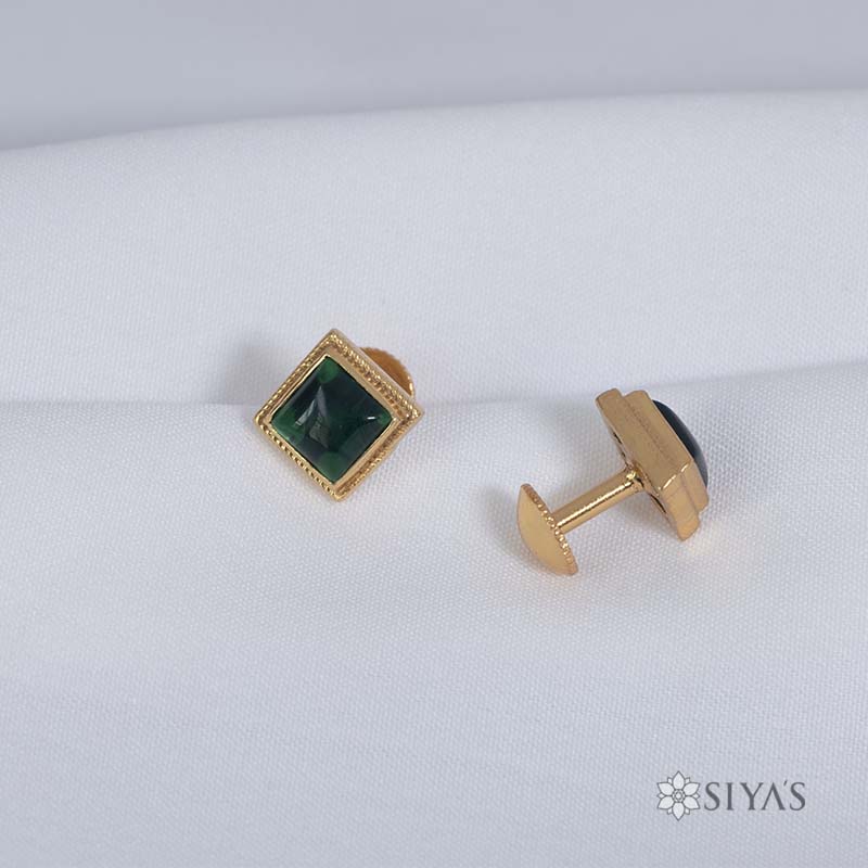 Green stone studs