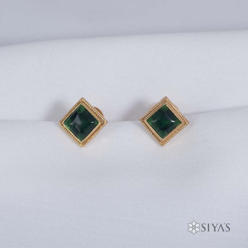 Green stone studs