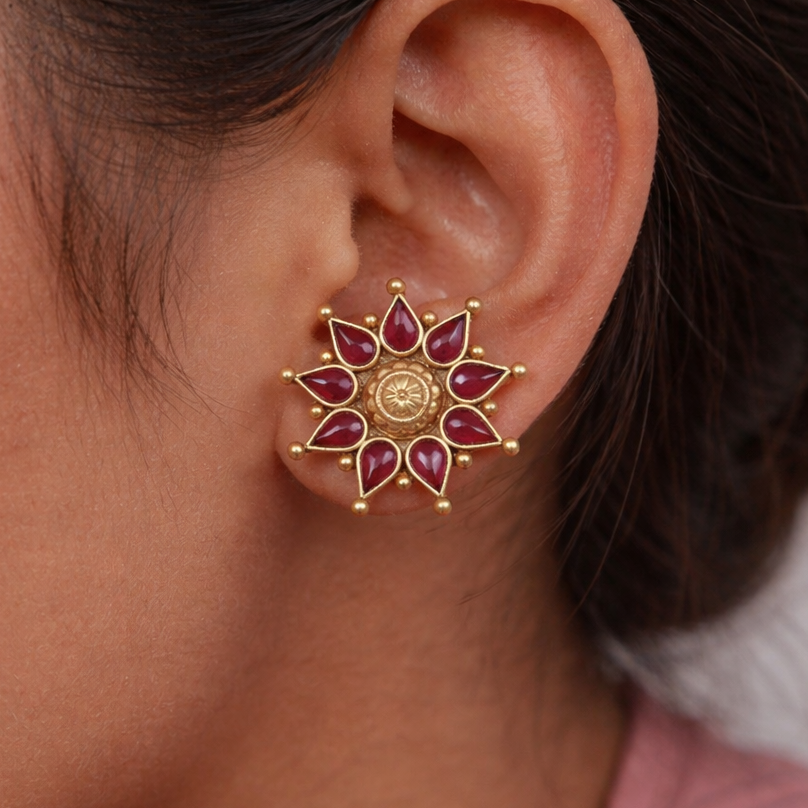Beautiful red stone earring