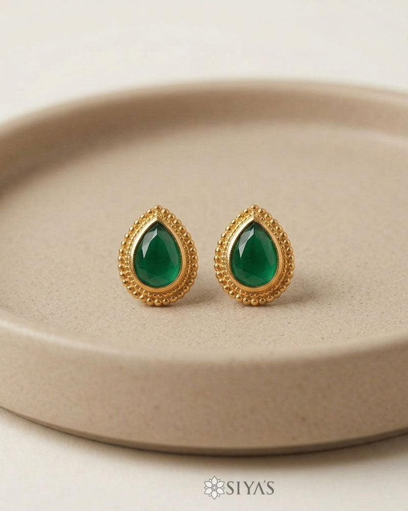 Green stone studs