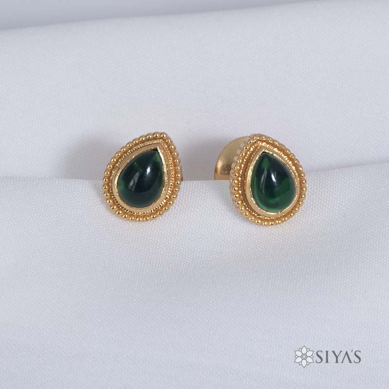 Green stone studs