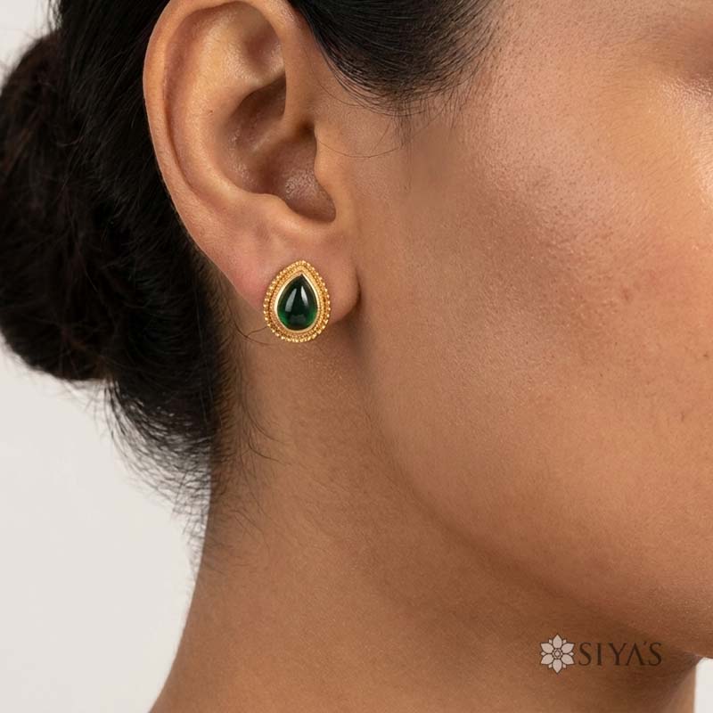 Green stone studs
