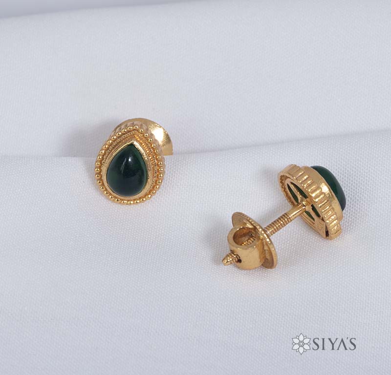 Green stone studs