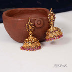Red stone hanging jumka