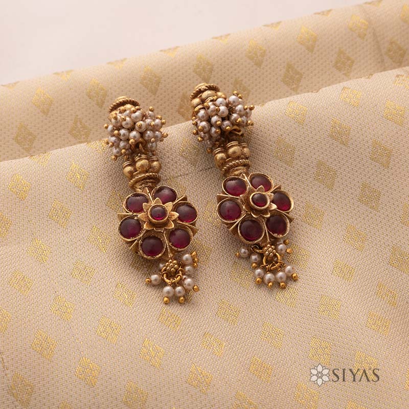 Red stone heritage Earring