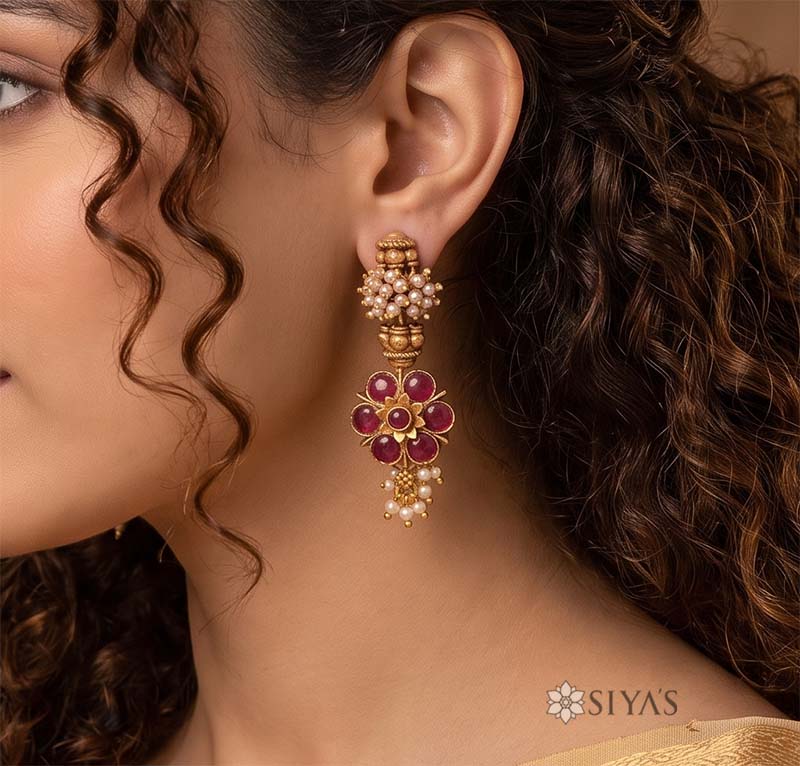Red stone heritage Earring