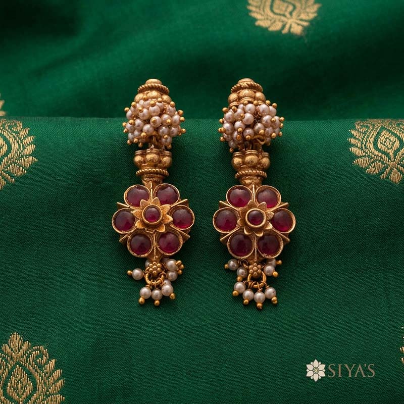 Red stone heritage Earring