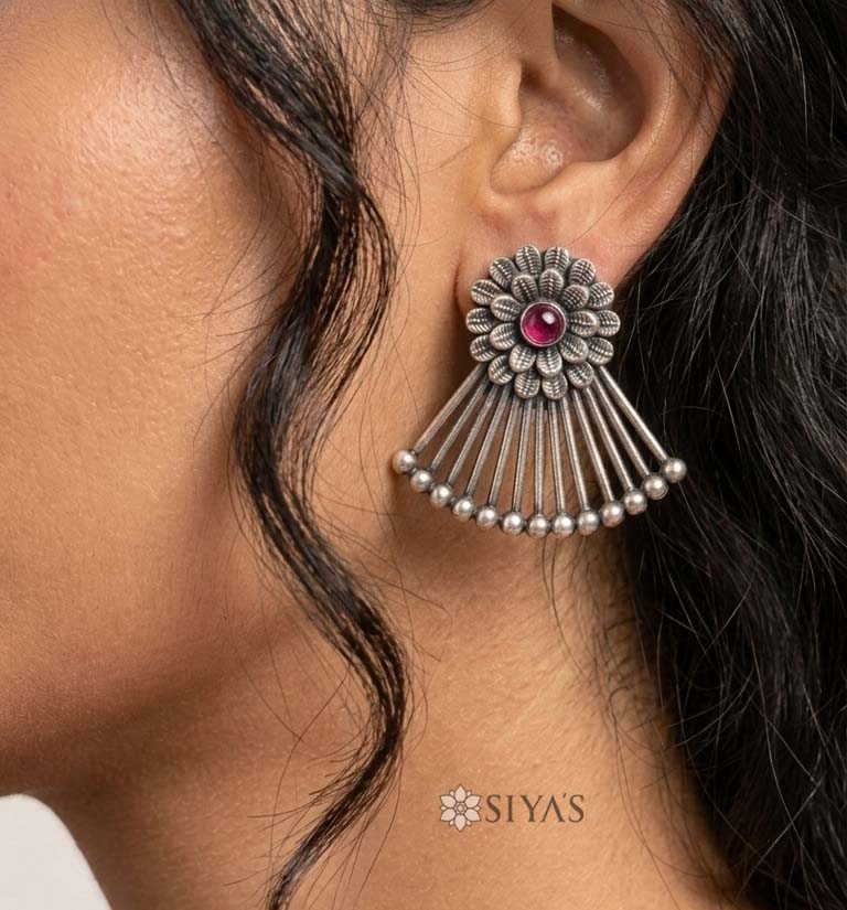 Red stone flower with ball drop