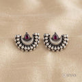 Moon shaped red stone studs