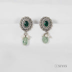 Green stone studs with green drop