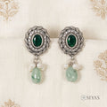 Green stone studs with green drop