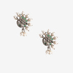 Peacock studs with pearl feathers