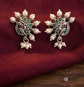 Peacock studs with pearl feathers