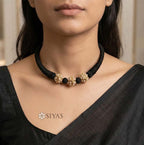 Black thread pearl gundu choker