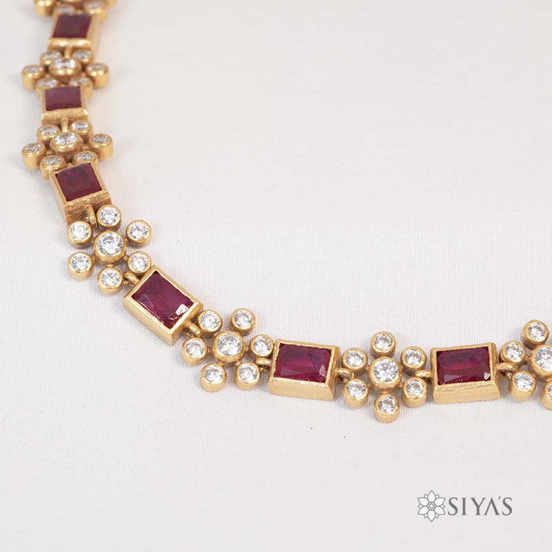 Red and white stone necklace