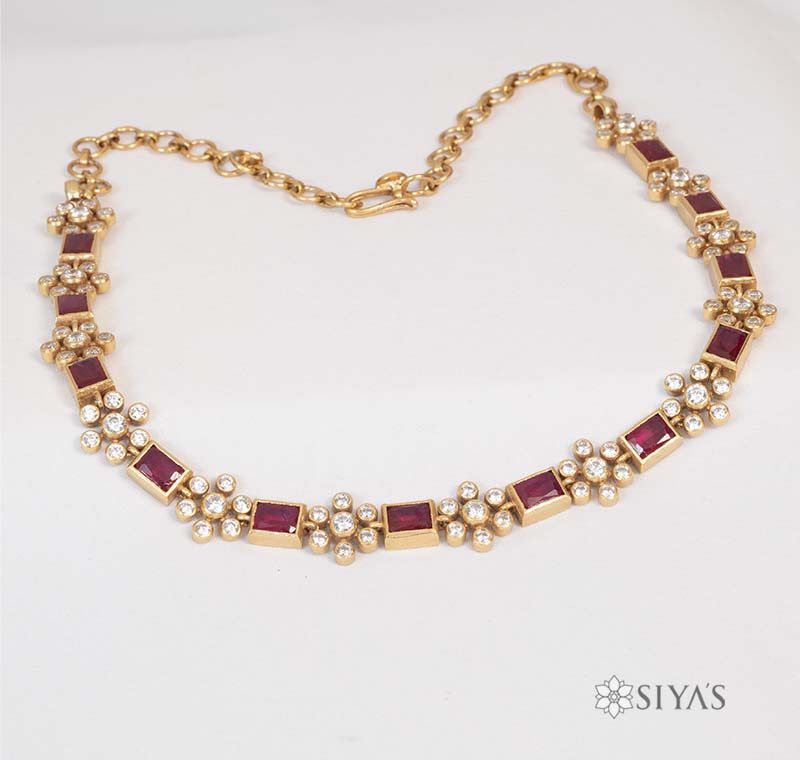 Red and white stone necklace
