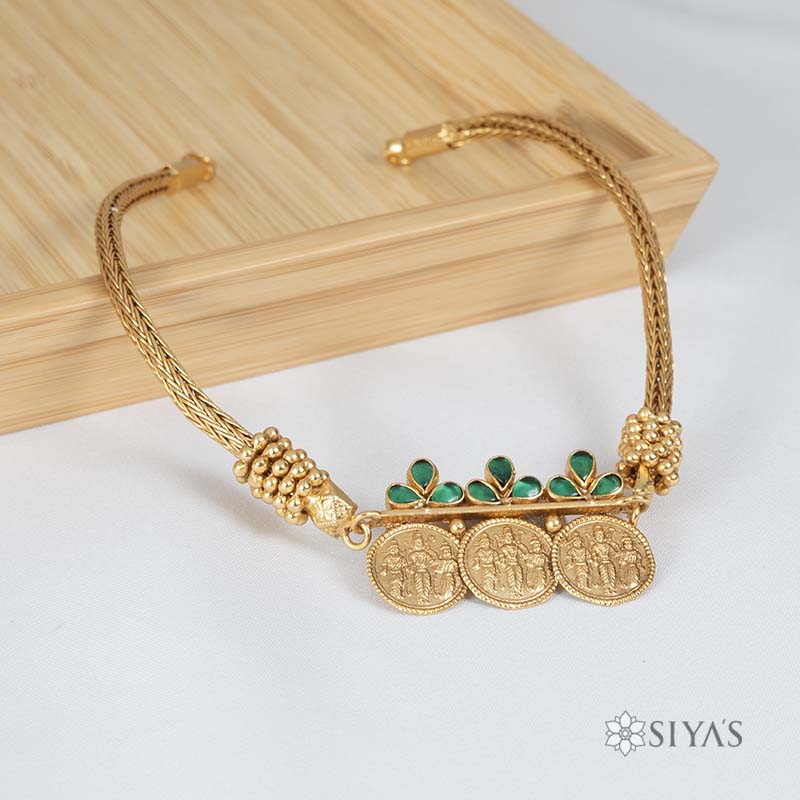 3 coin green stone necklace