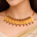Elegant red stone coin necklace