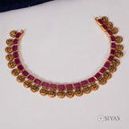 Red stone coin necklace