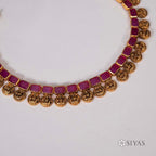 Red stone coin necklace