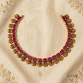 Red stone coin necklace