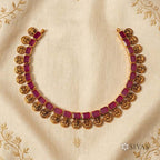Red stone coin necklace