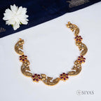 Antique peacock design with red flower