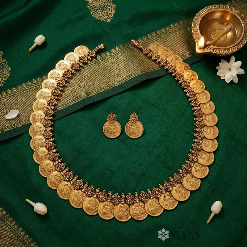 Gold-Toned Lakshmi Coin Necklace