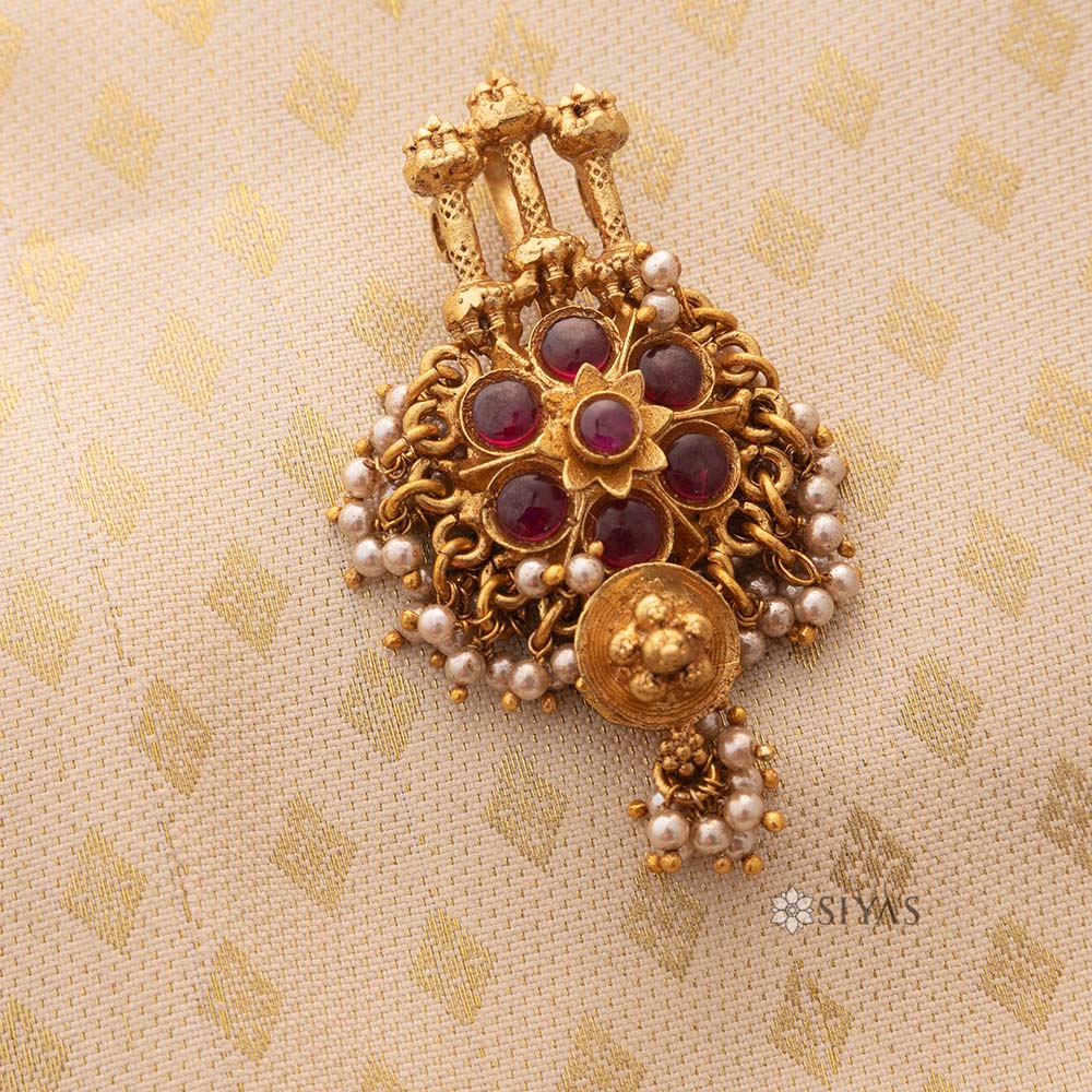 Heritage Floral Temple Pendant & Earring Set