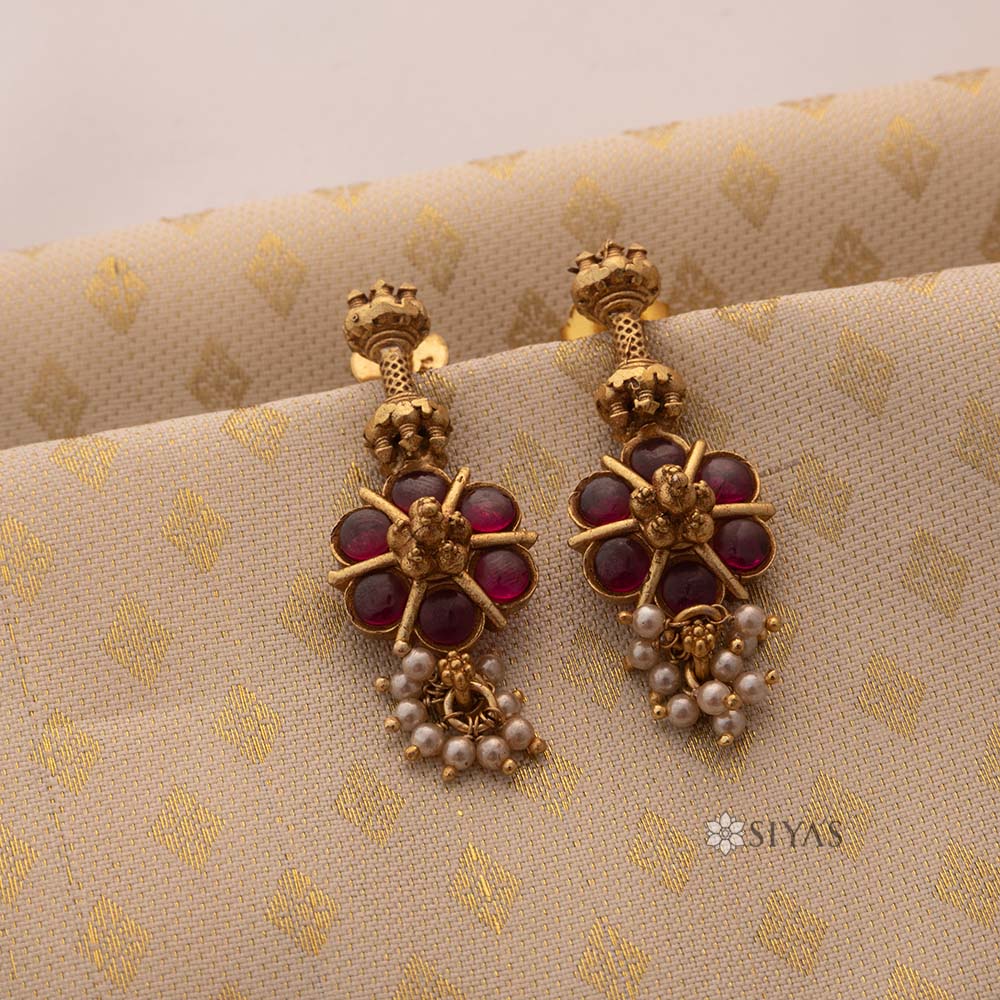 Heritage Floral Temple Pendant & Earring Set