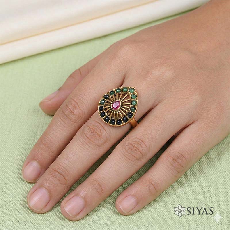 Green and Red drop ring