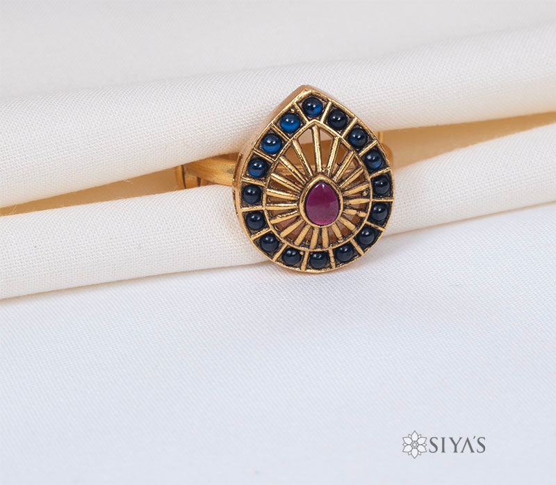 Blue and Red drop ring