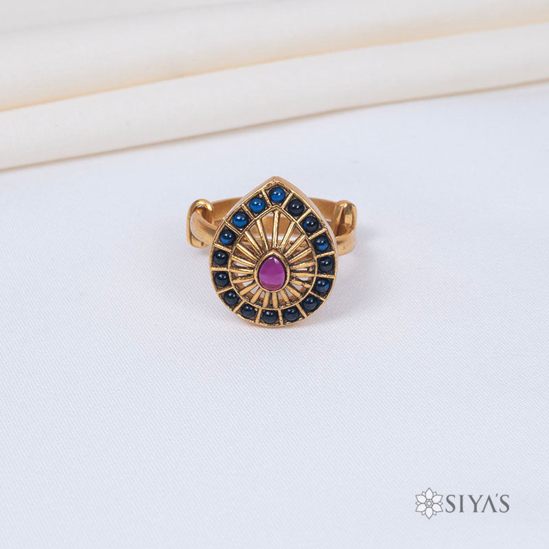 Blue and Red drop ring