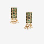 Rectangle green stones with pearl drops