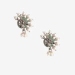Peacock studs with pearl feathers